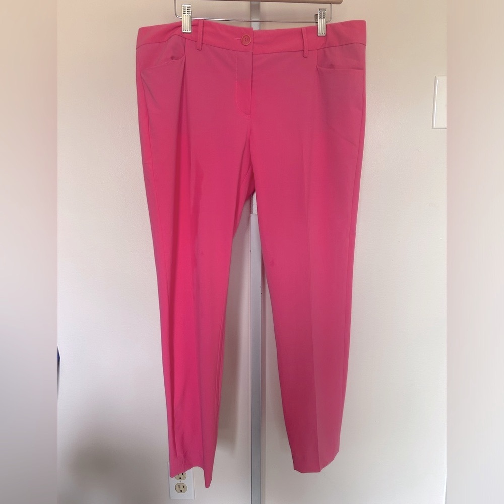 Pink Tartan 87% wool blend trousers-size 10
